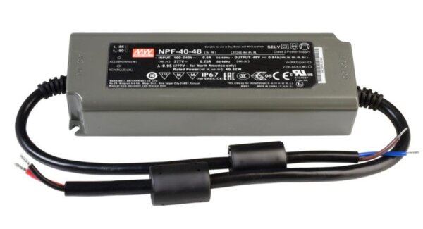 Meanwell, Netzgerät (CV, DC), CV, NPF-40-48, Spannungskonstant, 40.0 W, 90-305 V/AC, Ausgangsspannun