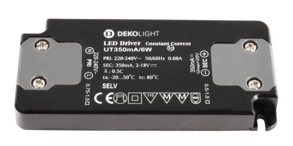 Deko-Light, Netzgerät (CC, DC), FLAT, CC, UT350mA/6W, Stromkonstant, 0,7-6,0 W, 220-240 V/AC, Ausgan