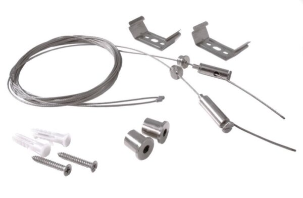 Mechanisches Systemzubehör, Seilabhängung einstellbar für Leuchte Tri Proof 2 Stk., Hellgrau, Länge: