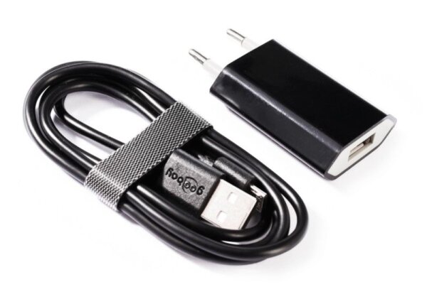 Elektrisches Systemzubehör, USB Steckernetzteil 5V DC, 1000mA mit Mikro USB Kabel, IP 20