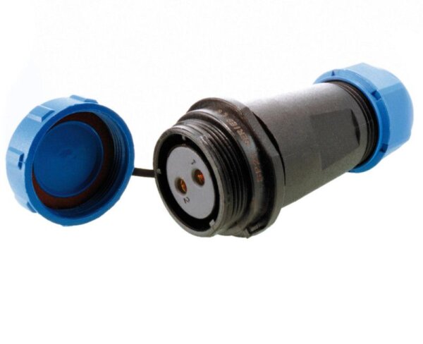 Elektrisches Montagezubehör, Weipu HQ 12/24/48V Buchse mit Schraubkappe 2-polig, IP 67