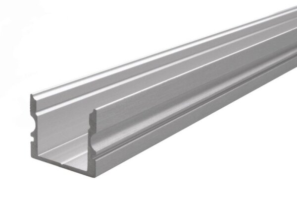 Profil, U-Profil hoch AU-02-12, 2m, Silber, Aluminium, Gebürstet, Länge: 2000 mm, Breite: 18 mm, Höh