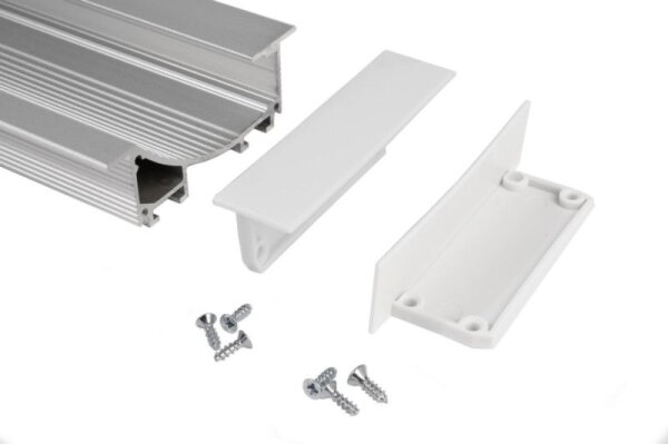 Profil Endkappe, Endkappe P-EL-02-12 Set 2 Stk, Weiß, Kunststoff, Länge: 75 mm, Höhe: 25.5 mm