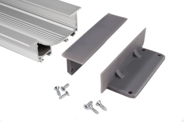 Profil Endkappe, Endkappe P-EL-02-12 Set 2 Stk, Grau, Kunststoff, Länge: 75 mm, Höhe: 25.5 mm