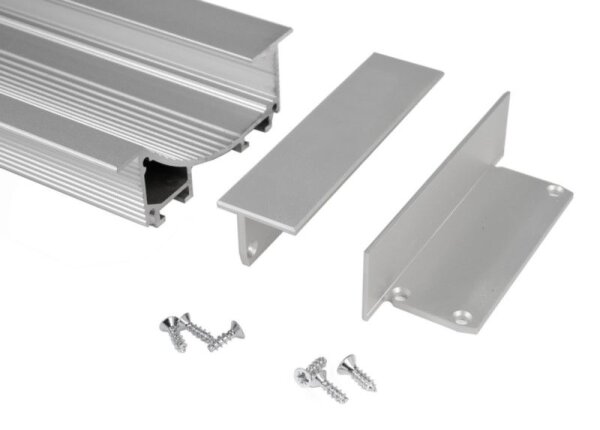 Profil Endkappe, Endkappe P-EL-02-12 Set 2 Stk, Grau, Aluminium, Länge: 75 mm, Höhe: 25.5 mm