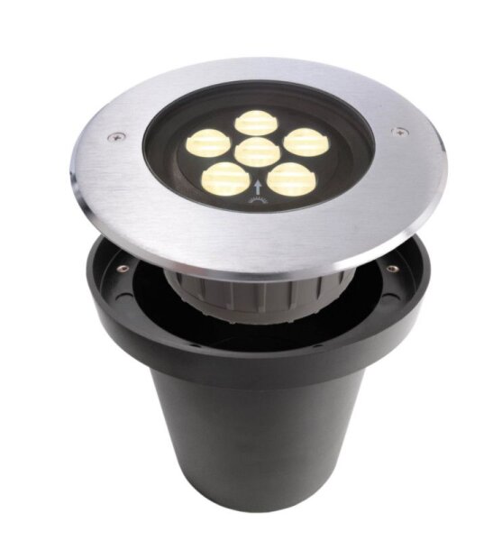 Bodeneinbauleuchte, Canum Asymmetrisch, 12 W, 3000 K, Silber, 220-240 V/AC, 50 / 60 Hz, IP 67