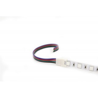 EIONLED Mini Einspeiseverbinder mit 150mm kabel 4-Pol für RGB Multicolor(Rot,Grün,Blau) RGB Flexible 10mm LED Streifen B12,5x4,6mm mindest Breite im Alu profil 14,5x5mm