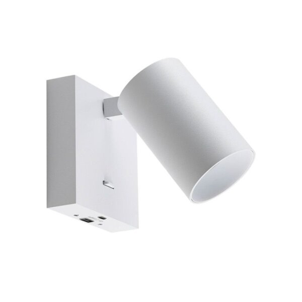 Leseleuchte, Can Tilt Square USB, 1x 7,5 W GU10, Weiß, 220-240 V/AC, IP 20