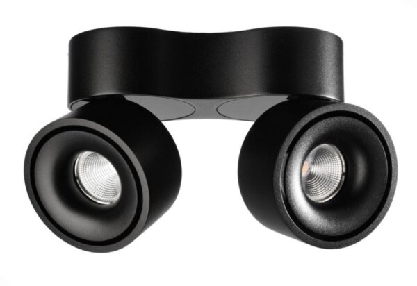 Deckenaufbauleuchte, Uni 2 Double Tilt, 20 W, DIM, 3000 K, Schwarz, 220-240 V/AC, 50 / 60 Hz, IP 20