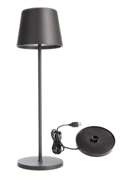 Akkuleuchte, Set Canis Dunkelgrau + Ladesockel, 3.7 V/DC, IP 65