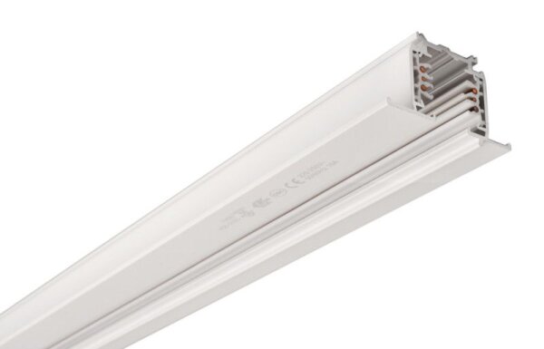 3-Phasen Schienensystem, D Line DALI Einbaustromschiene mit Flügel 2m, weiß, Verkehrsweiß RAL 9016,