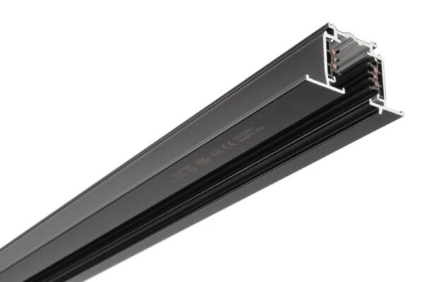 3-Phasen Schienensystem, D Line DALI Einbaustromschiene mit Flügel 3m, schwarz, Graphitschwarz RAL 9