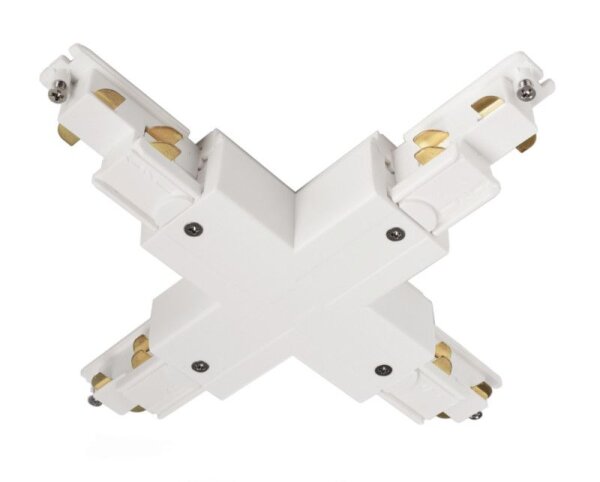 3-Phasen Schienensystem, D Line DALI X-Verbinder links-links-rechts-rechts, weiß, Verkehrsweiß RAL 9