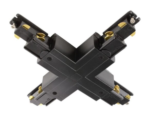 3-Phasen Schienensystem, D Line DALI X-Verbinder links-links-rechts-rechts, schwarz, Graphitschwarz