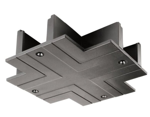 3-Phasen Schienensystem, D Line DALI Einbau-Abdeckblende X-Verbinder, schwarz, Graphitschwarz RAL 90