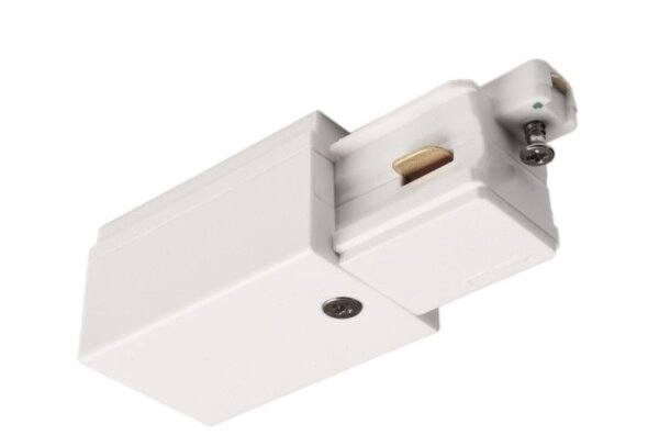 1-Phasen Schienensystem, D One Einspeiser, links, weiß, Weiß, 220-240 V/AC, IP 20