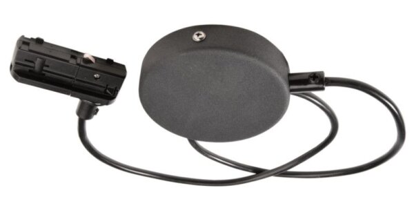 1-Phasen Schienensystem, D One Flexeinspeiser mit Deckenbaldachin, schwarz, Schwarz, 220-240 V/AC, I