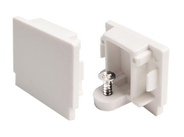 1-Phasen Schienensystem, D One Endkappe, weiß, Verkehrsweiß RAL 9016