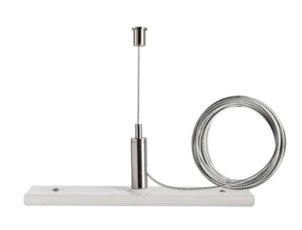 1-Phasen Schienensystem, D One Seilabhängungshalter mit 3m Abhängeseil, weiß, Verkehrsweiß RAL 9016