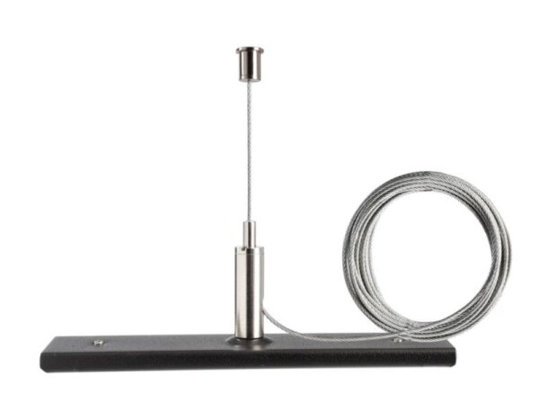 1-Phasen Schienensystem, D One Seilabhängungshalter mit 3m Abhängeseil, schwarz, Graphitschwarz RAL