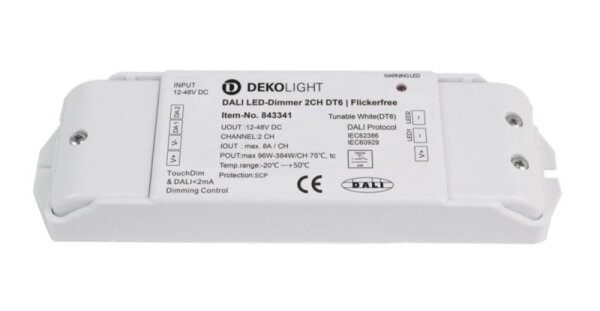 Deko-Light, Niedervolt DALI Dimmer (CV, DC), DALI 2 PWM Dimmer CV 2CH, 12-48V, 8A/CH, DT6, Spannungs