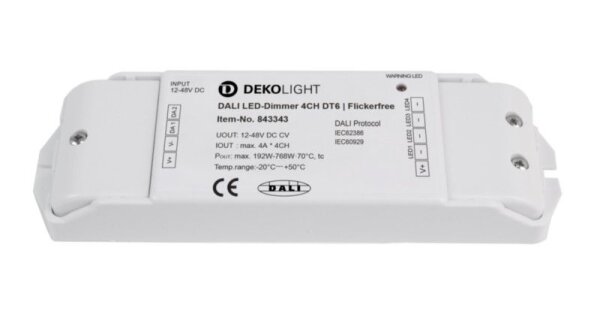 Deko-Light, Niedervolt DALI Dimmer (CV, DC), DALI 2 PWM Dimmer CV 4CH, 12-48V, 4A/CH, DT6, Spannungs