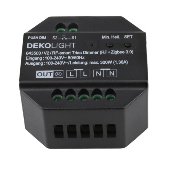 Deko-Light, Dimmer Hochvolt RF-smart, RF-smart, Triac-Dimmer, 230V, 300W, IP20, Dimmbar: Ja, RF-Smar