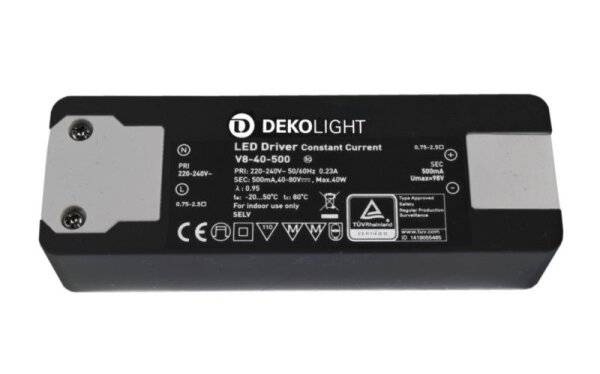 Deko-Light, Netzgerät (CC, DC), BASIC, CC, V8-40-500mA/40W, Stromkonstant, 20,0-40,0 W, 220-240 V/AC