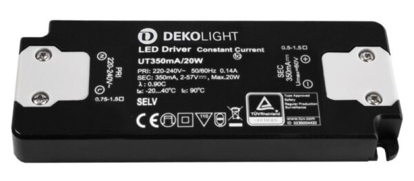 Deko-Light, Netzgerät (CC, DC), FLAT, CC, UT350mA/20W, Stromkonstant, 0,7-20,0 W, 220-240 V/AC, Ausg