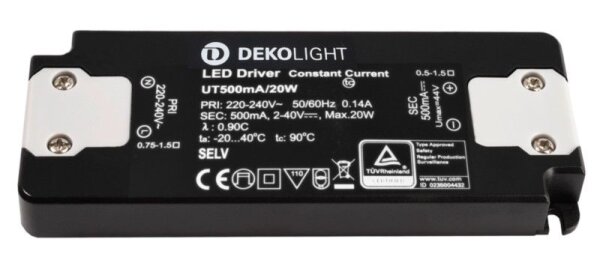 Deko-Light, Netzgerät (CC, DC), FLAT, CC, UT500mA/20W, Stromkonstant, 1,0-20,0 W, 220-240 V/AC, Ausg