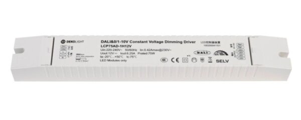 Deko-Light, Netzgerät (CV, DC) dimmbar, BASIC, DIM, CV, LCP DALI, 12V, 75W, IP20, Spannungskonstant,