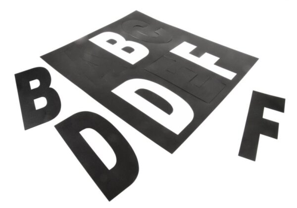 Mechanisches Systemzubehör, Buchstabenset A-F für Casa, Höhe: 100 mm