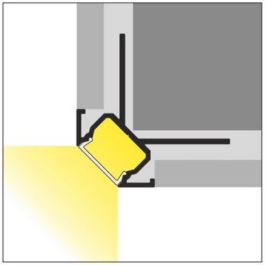 LED-Flieseneinputzprofil für Aussenkanten 270Grad mit Loch 2m 36,65x36,6x11,5mm led bis 12mm  einputz 200cm Fliesen Einputzabstand 10,3mm  incl. Abdeckung