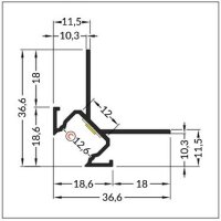 LED-Flieseneinputzprofil für Aussenkanten 270Grad mit Loch 2m 36,65x36,6x11,5mm led bis 12mm  einputz 200cm Fliesen Einputzabstand 10,3mm  incl. Abdeckung