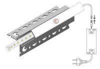 LED-Flieseneinputzprofil für Aussenkanten 270Grad mit Loch 2m 36,65x36,6x11,5mm led bis 12mm  einputz 200cm Fliesen Einputzabstand 10,3mm  incl. Abdeckung