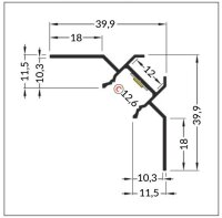 LED-Flieseneinputzprofil für Innenkanten 90Grad mit Loch 2m 39,9x39,9x11,5mm led bis 12mm  einputz 200cm Fliesen Einputzabstand 10,3mm