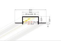 L30 T13 Alu-Einputz-Profil Rohalu B64xh17xL200cm Lichtfeld breit 3cm, für LED bis 30mm, Loch Ausschnitt 35x200mm incl.Abdeckung