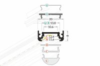 AU-SURF10 200cm LED-Profil silber H8*B20mm Aufbau-Profil...