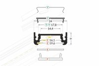 AU-SURF14 200cm LED-Profil silber H9*B24mm Aufbau-Profil...