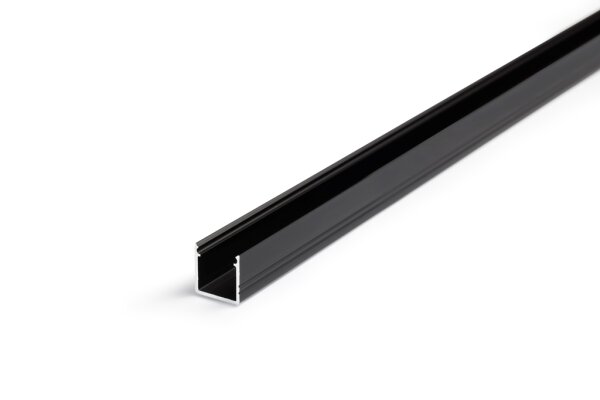 AU-PLANAR10 200cm LED-Profil schwarz H12*B12mm Aufbau-Profil incl. matte Abdeckung