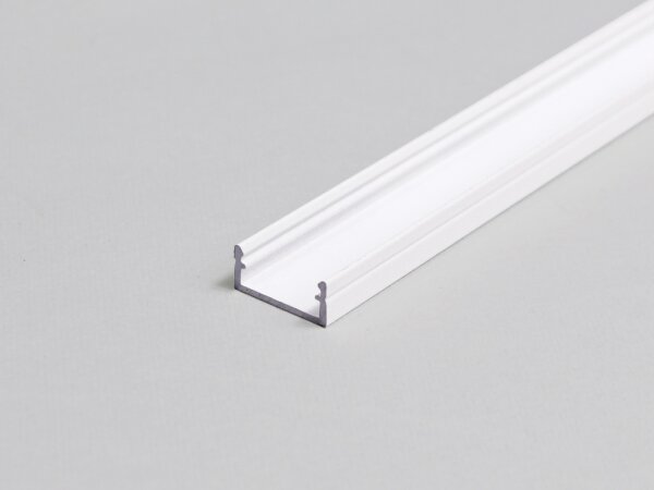 AU-PLANAR12 200cm LED-Profil weiss H6,6*B14,4mm Aufbau-Profil Abdeckung passend incl. matte Abdeckung