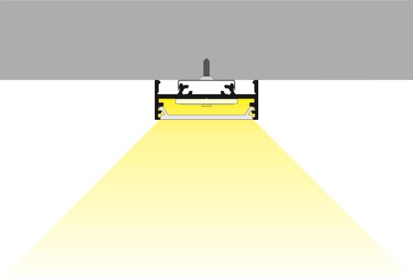 L30-01 Alu-System Aufbau-Profil B33,4xh12,8xL200cm für LED bis 27mm silber eloxiert incl. matte Abdeckung
