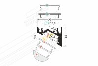 EK-30-60-10 200cm LED-Profil schwarz H16*B20mm Eck-Profil incl. matte Abdeckung