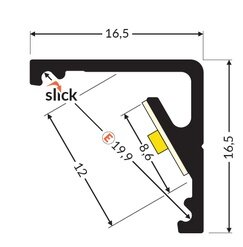 EK-CAE12 200cm LED-Profil silber H16,5*B16,5mm Eck-Profil incl. matte Abdeckung