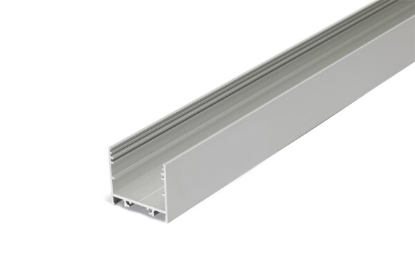 L30 T27 Alu-SYTEM Aufbauprofil Profil B28xh21,7xL200cm für LED bis 27mm silber eloxiert incl. matte Abdeckung