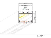 L30 T27 Alu-SYTEM Aufbauprofil Profil B28xh21,7xL200cm...