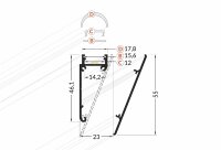 WALLE12 LED-Halteprofil silber H4,61xB1,78xL200cm Wandprofil incl. matte Abdeckung