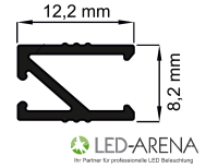 EIB-HII8 200cm LED-Profil silber H12,2*8,2mm für 8mm LED-Streifen Einbauprofil Küchenprofil micro incl. matte Abdeckung
