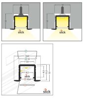 EIB-Smart10 200cm LED-Profil silber H12*18,8mm Einbau-Profil CUT_T11,2*b12mm incl.matte Abdeckung