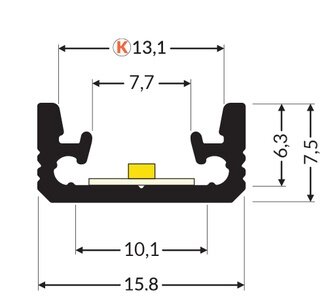 EIB-FLO8 200cm LED-BodenProfil silber H7,5*B15,8mm Boden-Einbau-Profil incl. matte Abdeckung
